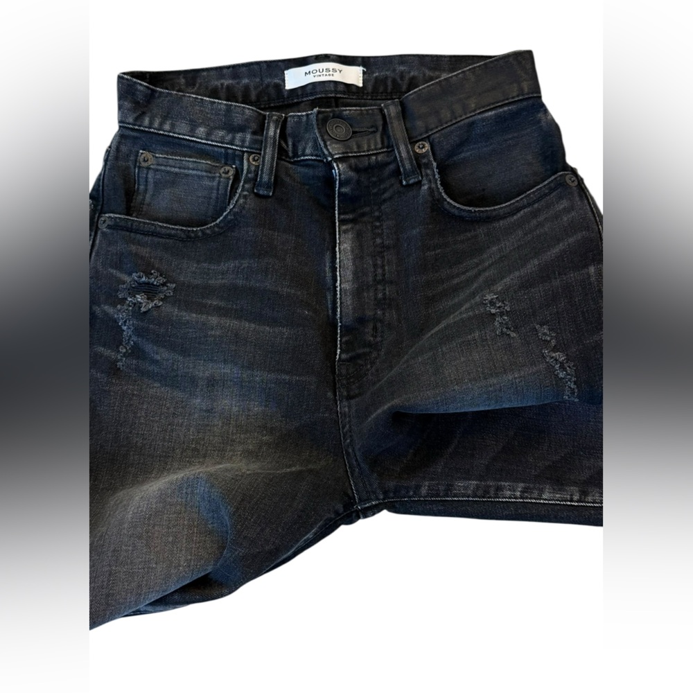 Moussy Vintage Alhambra Flare Jeans Split Hem High Rise Japanese Denim Size 24 - Picture 5 of 14